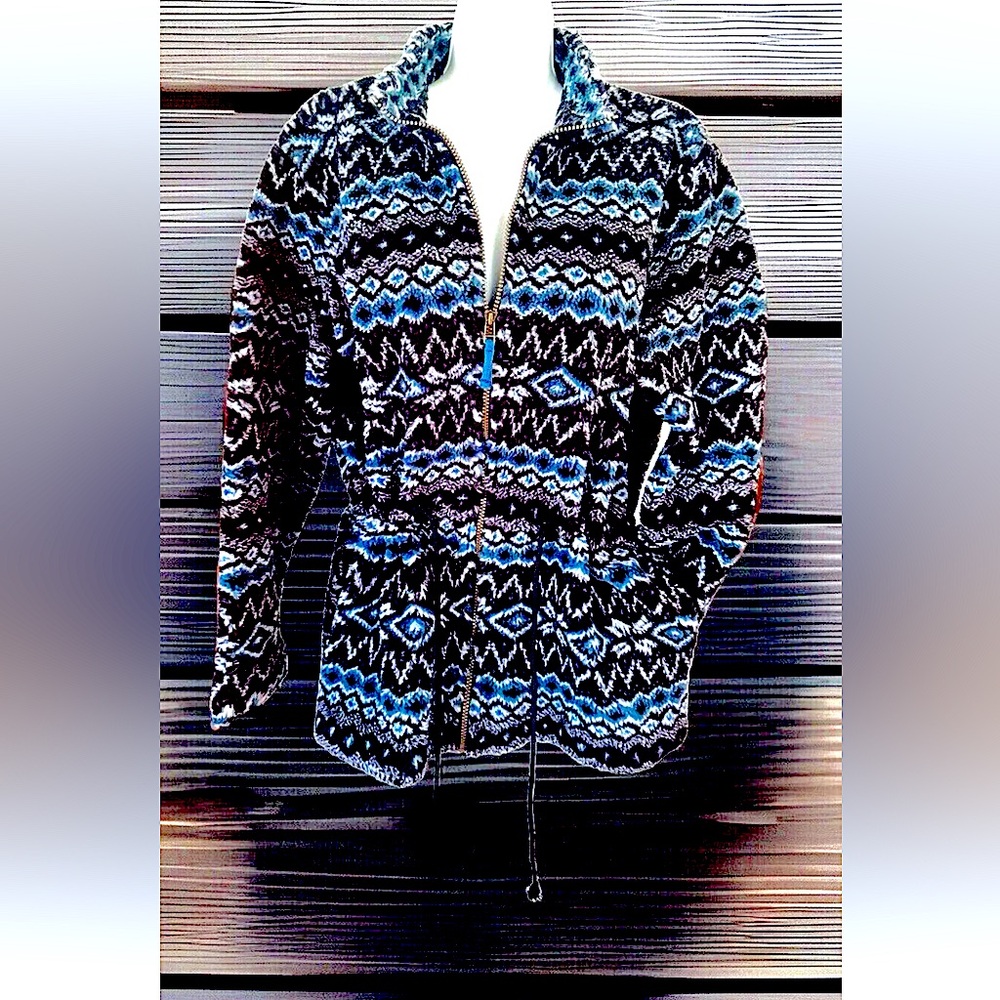 Denim & Co Nordic Stripe Print Toggle Drawstring … - image 1